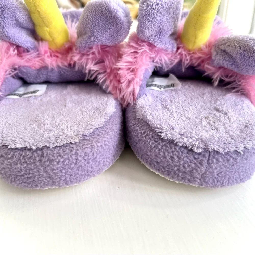 Stompeez Kids Unicorn Slippers Purple & Pink Size Medium Plush Slipper Shoes
